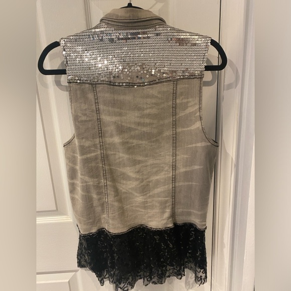 Sapphire Ink sparkly bleached stretch denim vest - Picture 4 of 6